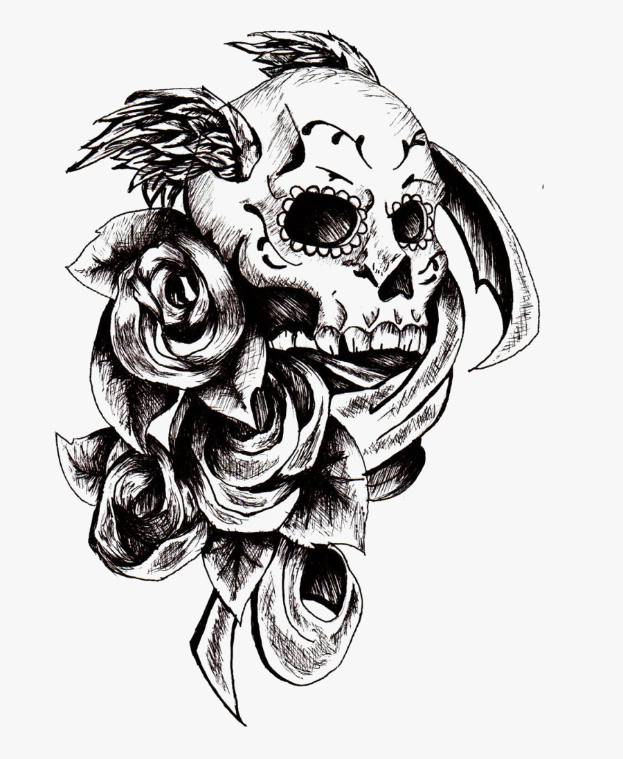 Transparent Skull Tattoo Clipart - Tattoo No Background, Transparent Clipart