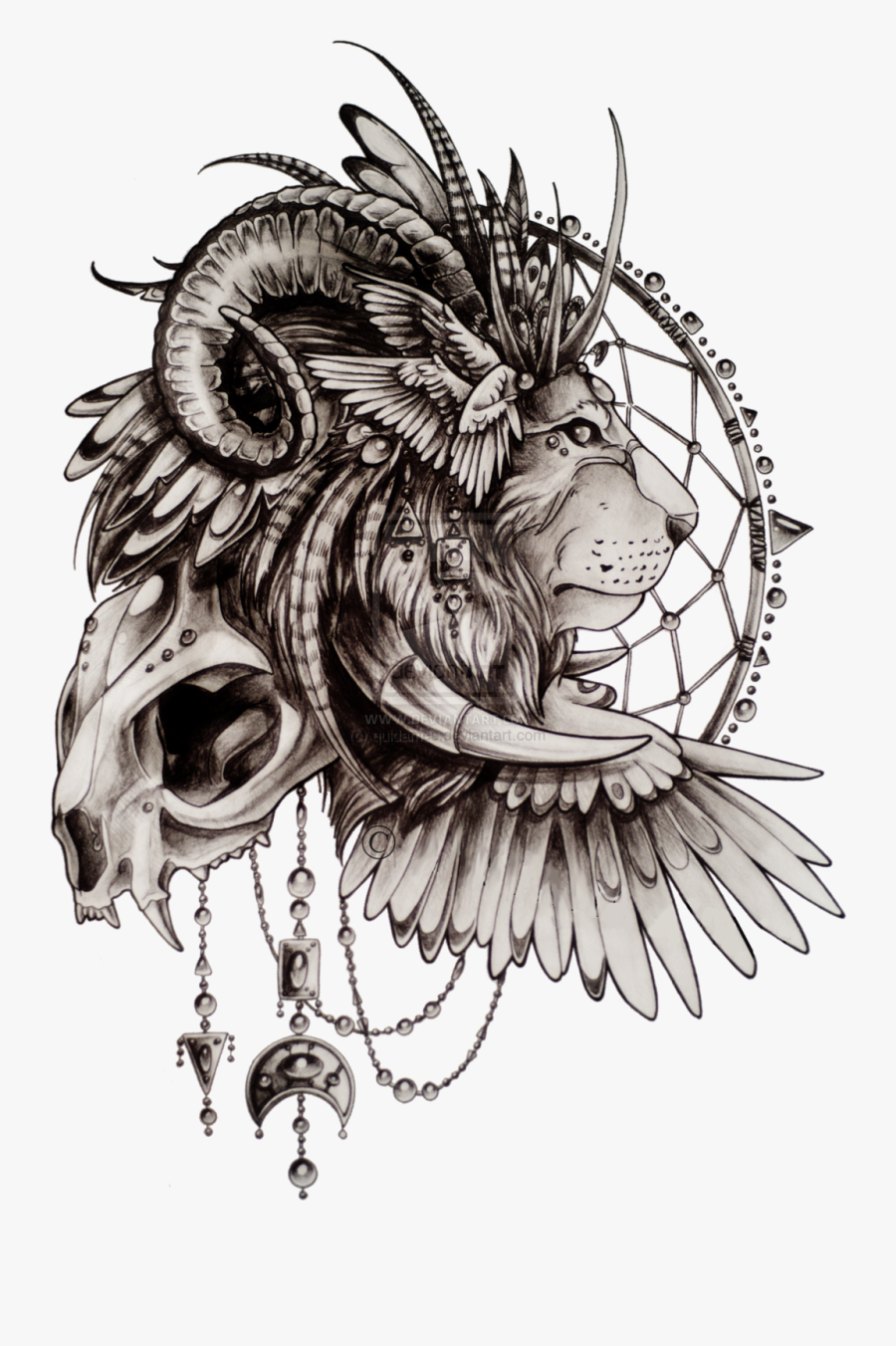 Dream Catcher Lion Tattoo, Transparent Clipart