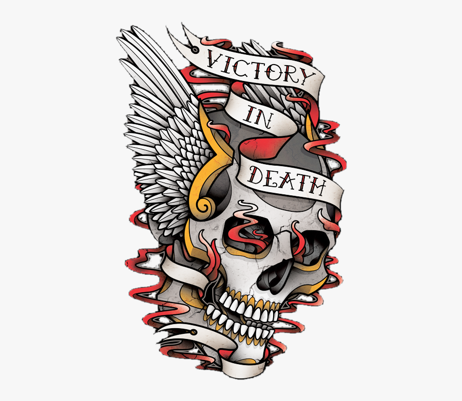 Transparent Traditional Clipart - Skull Tattoo Hells Angel Wings, Transparent Clipart