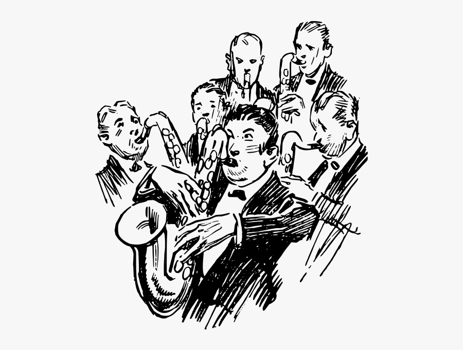Men Playing Saxophones - Saxophone Group Clipart, Transparent Clipart