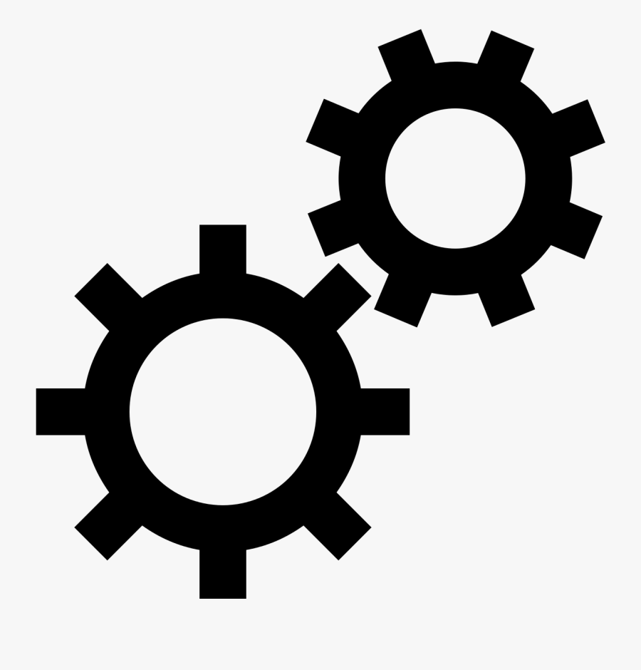 Two Cogs Interlinked Depicting Process Automation - Server And Workstation Icon, Transparent Clipart