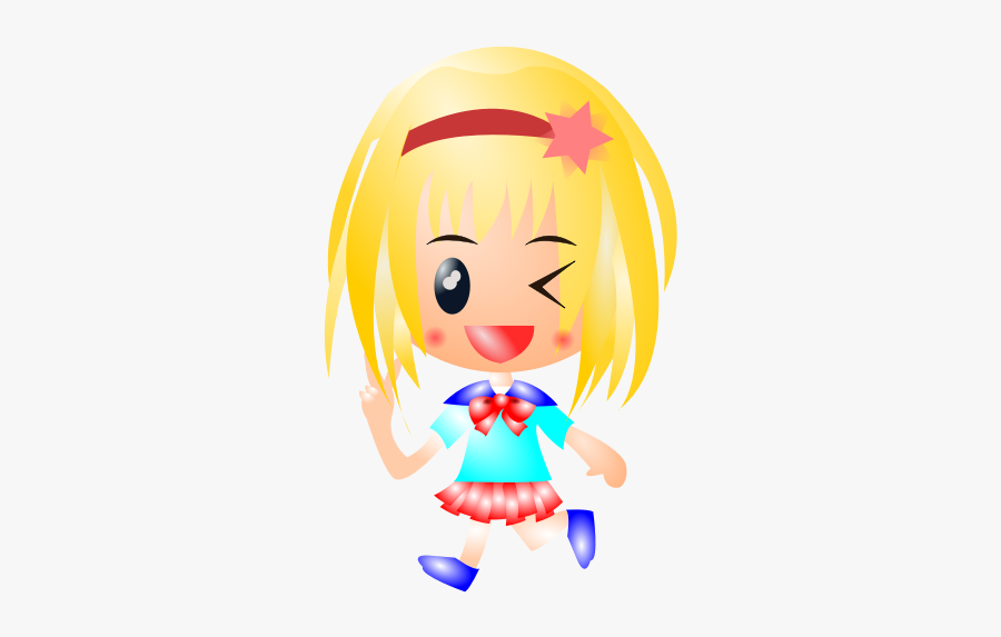 Vector Clip Art Of Girl With Long Blond Hair - Sarı Saçlı Vektörel Kız, Transparent Clipart