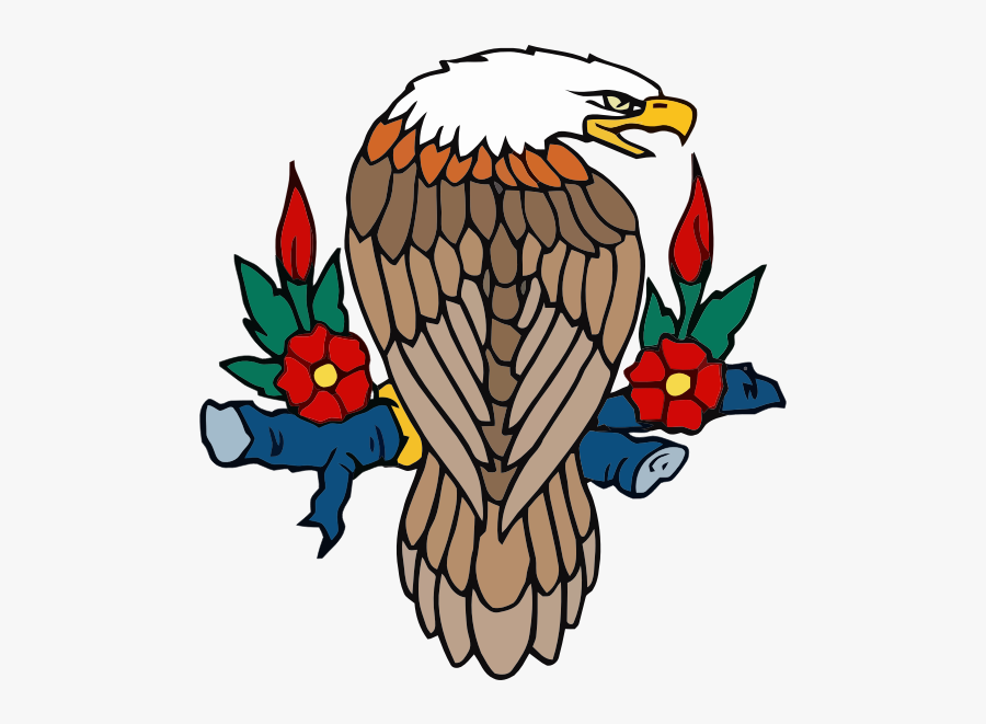 Perched Bald Eagle - Vintage Tattoo Style Eagle, Transparent Clipart