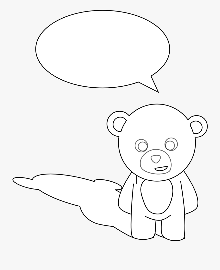 Cute Teddy Bear Black White Line Art Scalable Vector - Cartoon, Transparent Clipart