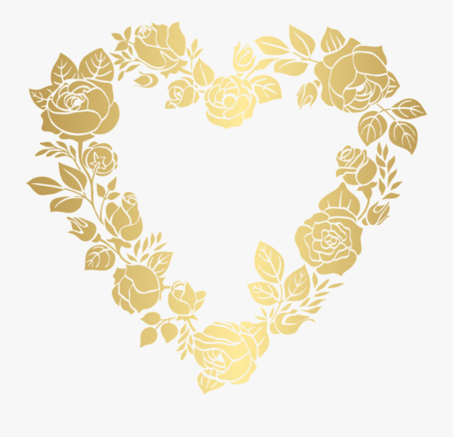 Boarder Art - Golden Heart Frame Png, Transparent Clipart