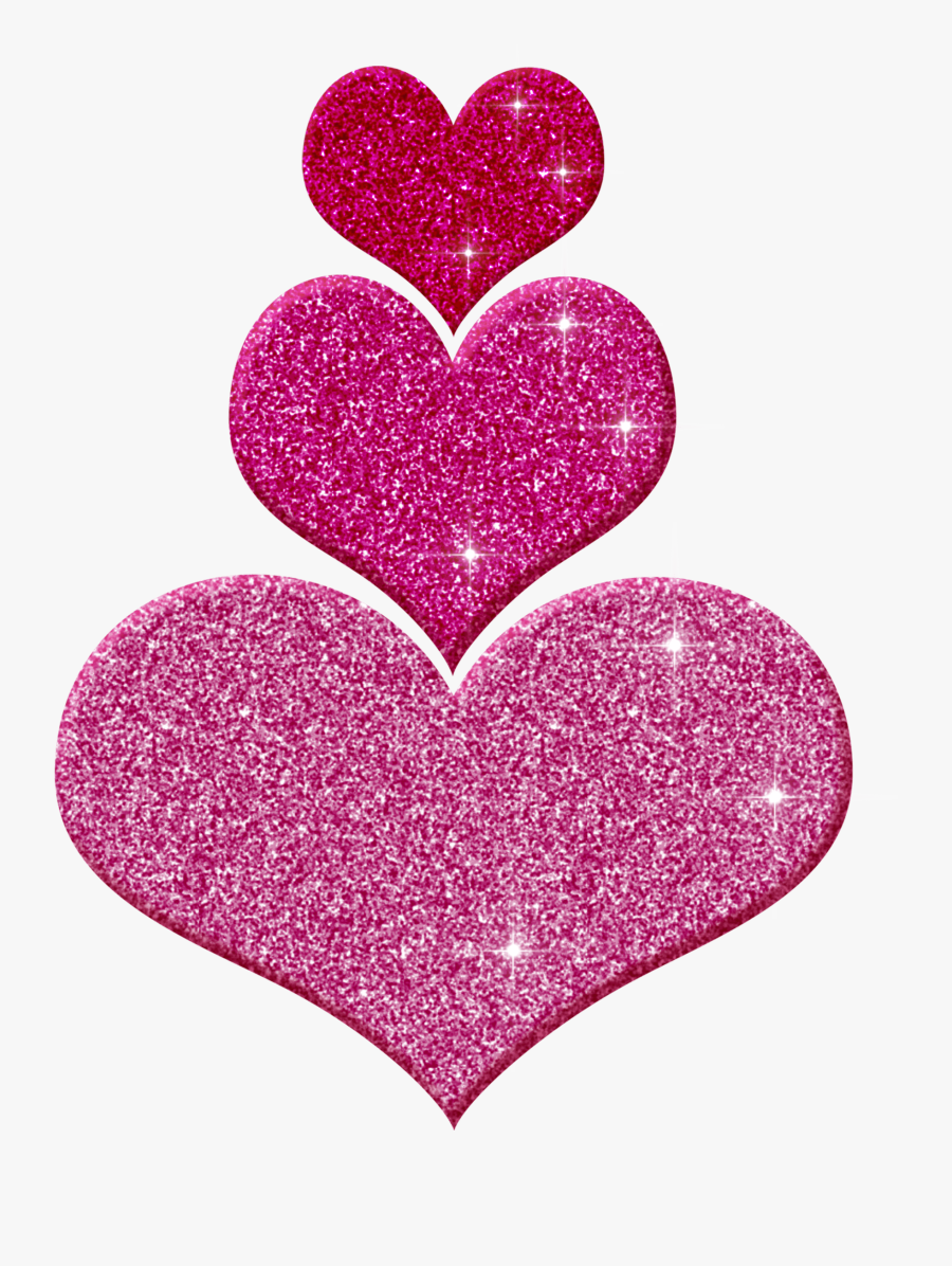 Pink Glitter Hearts Clipart, Transparent Clipart