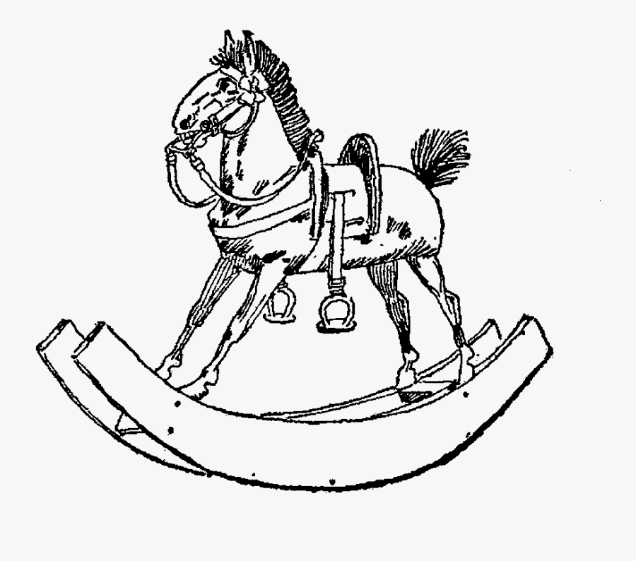 Transparent Toy Clipart Black And White - Rocking Horse Drawing, Transparent Clipart