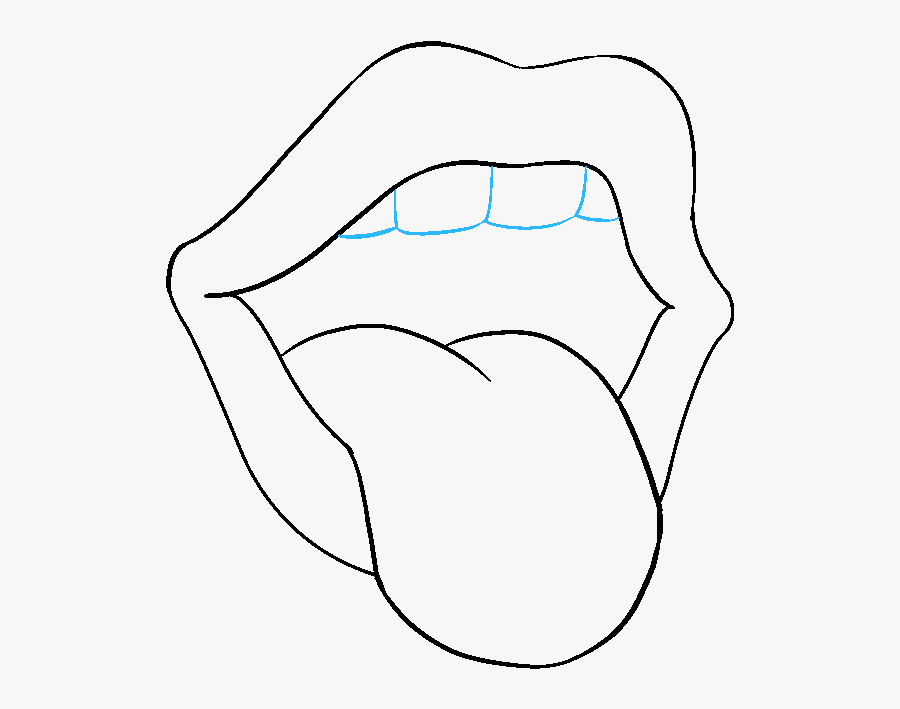 Transparent Tongue Clipart - Mouth With Tongue Drawing, Transparent Clipart