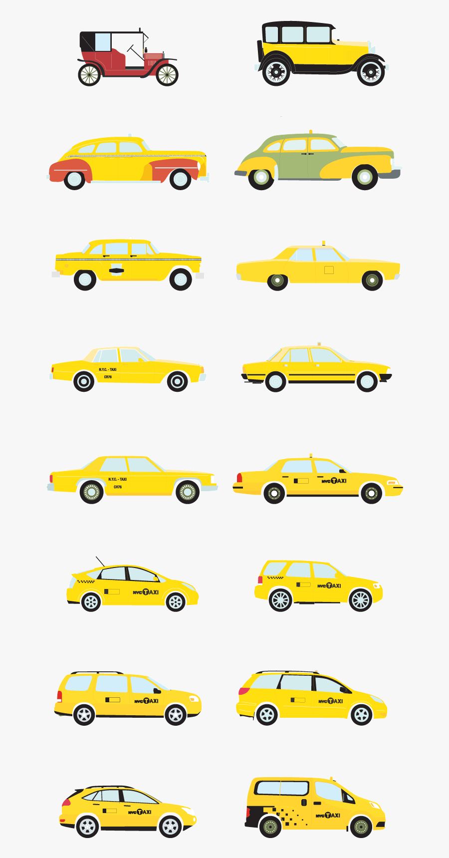 Transparent Nyc Taxi Clipart - New York Taxi Evolution, Transparent Clipart