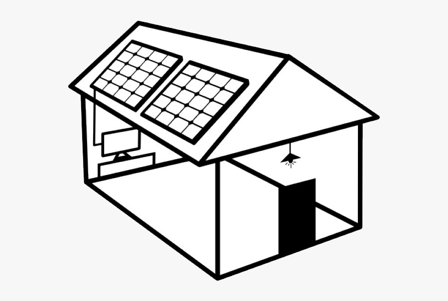 Casas Con Paneles Solares Para Colorear Clipart , Png - Solar Panel On Roof Drawing, Transparent Clipart
