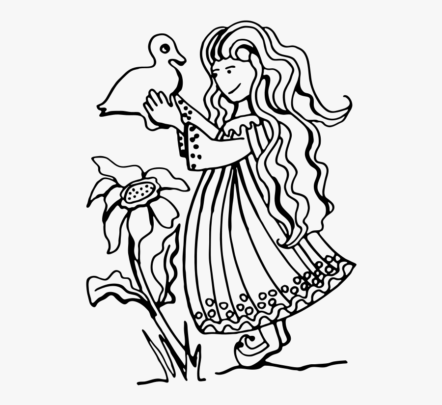 Duck With Nature Clip Art Black And White, Transparent Clipart