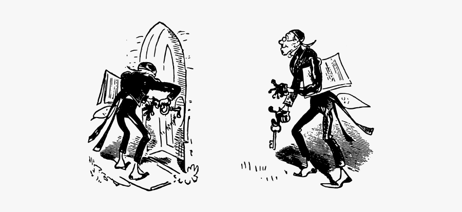 Vector Clip Art Of Comic Man Unlocking Door - Max Und Moritz, Transparent Clipart