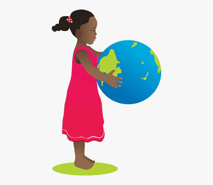 Girls Holding A Globe Art, Transparent Clipart