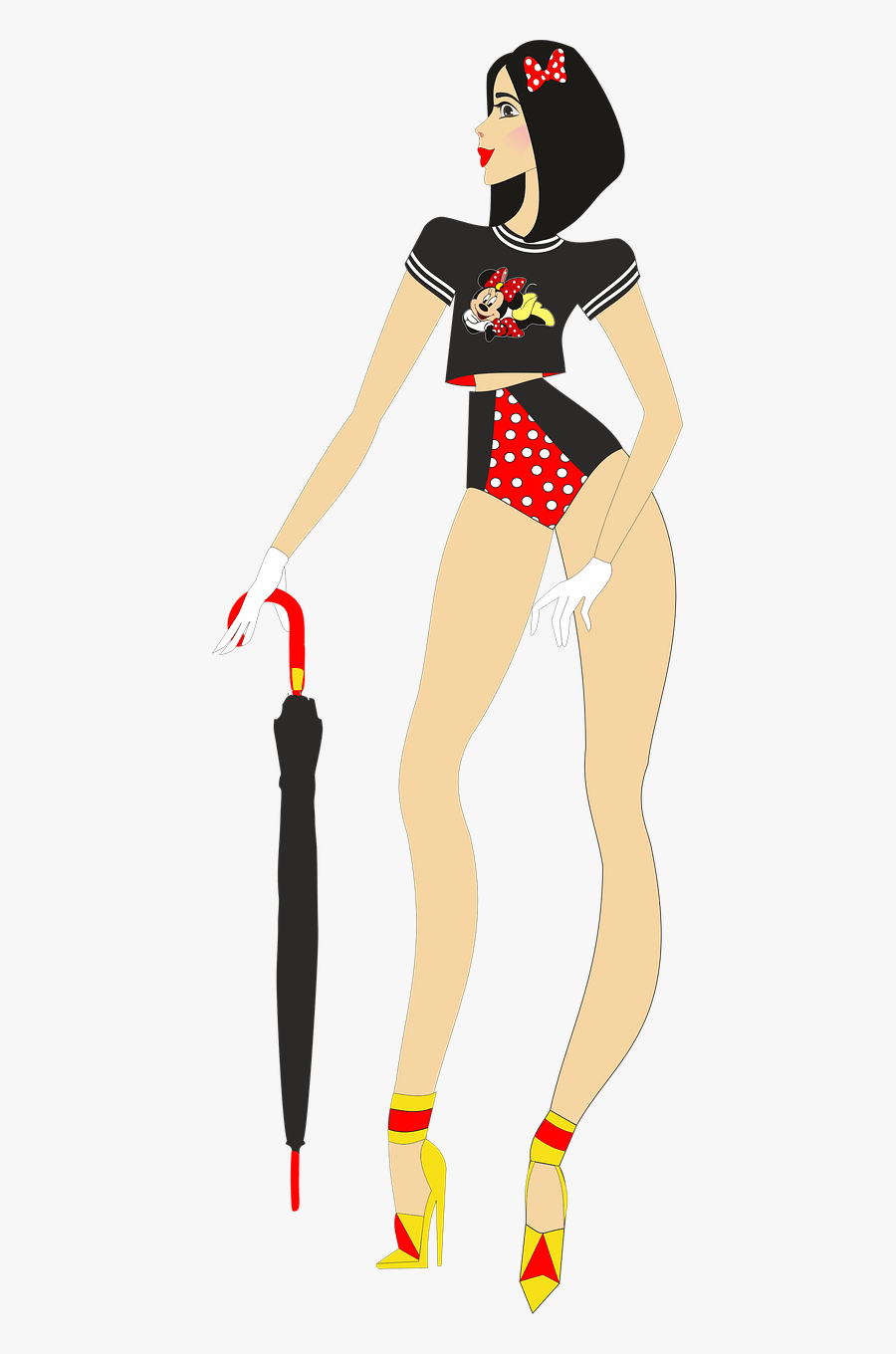 Woman Holding Umbrella Clipart, Transparent Clipart