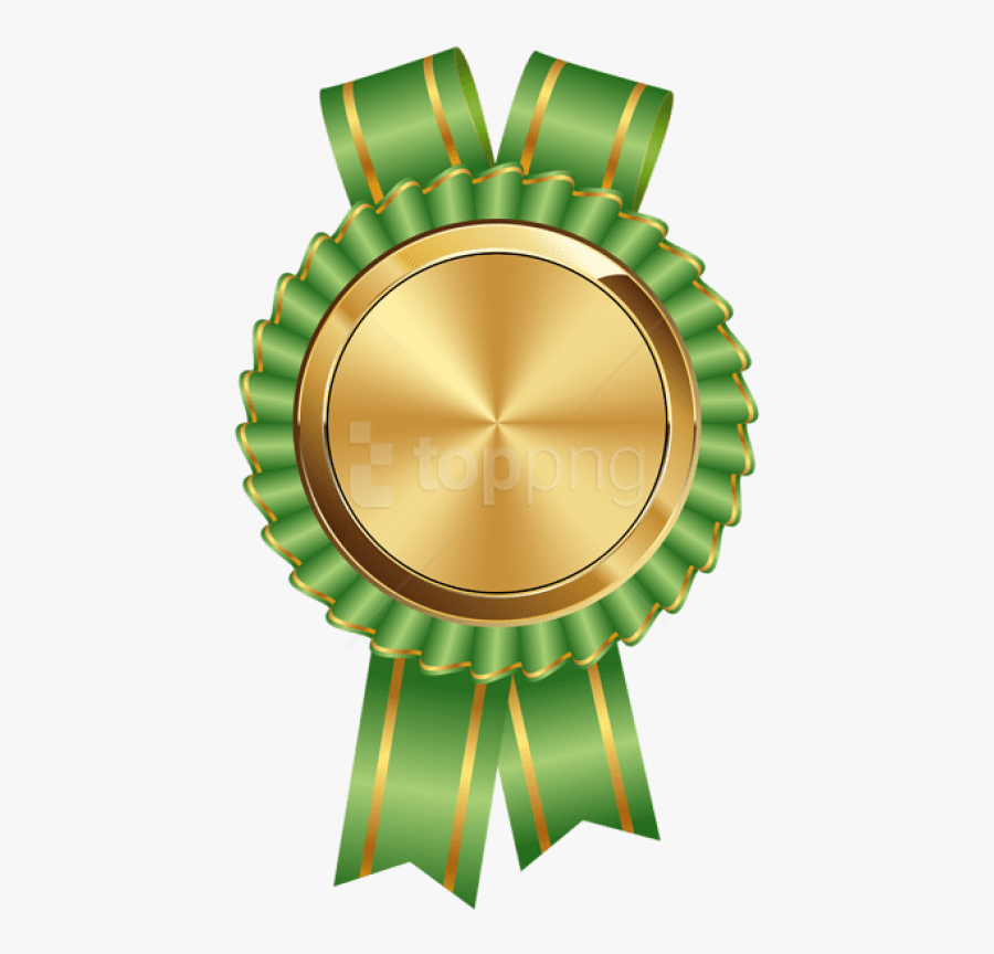 Free Png Download Seal Badge Gold Green Clipart Png - Green Badge With Ribbon, Transparent Clipart