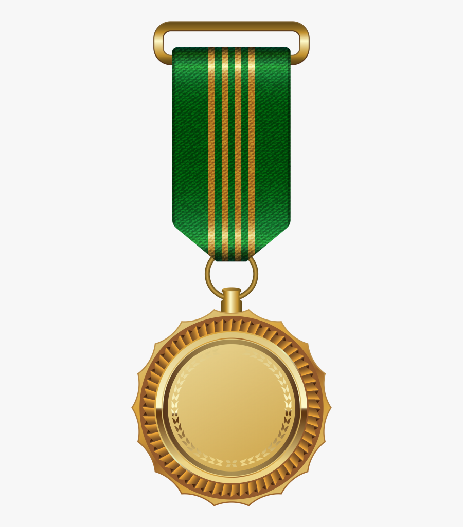 New Gold Medal Png Clipart Png Images - Medal With Green Ribbon, Transparent Clipart