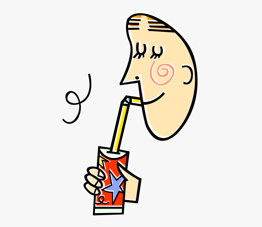 Vector Illustration Of Drinking From Soda Pop Soft, Transparent Clipart