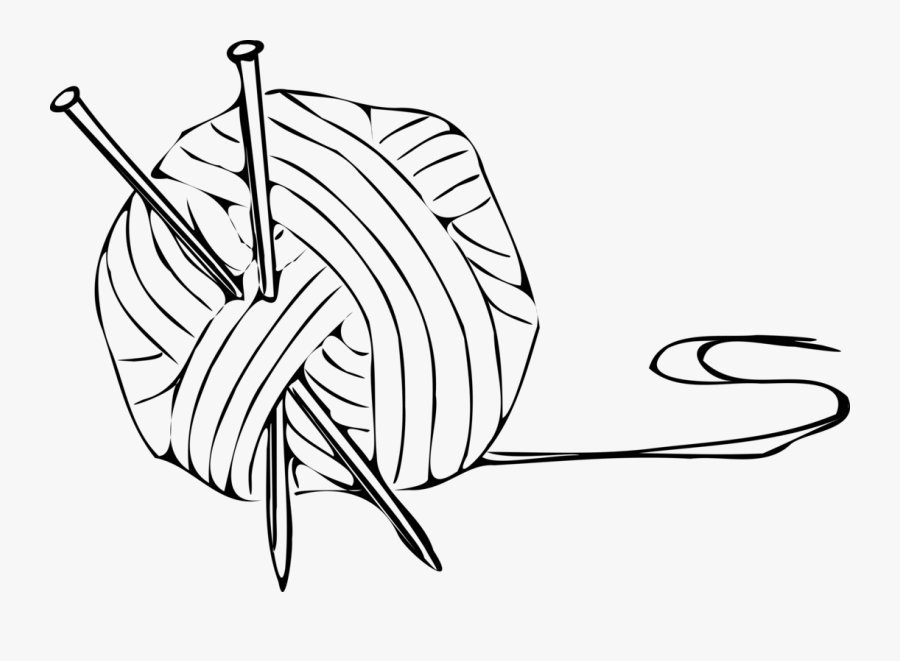 Line Art,plant,leaf - Drawing Of Knitting Needles, Transparent Clipart