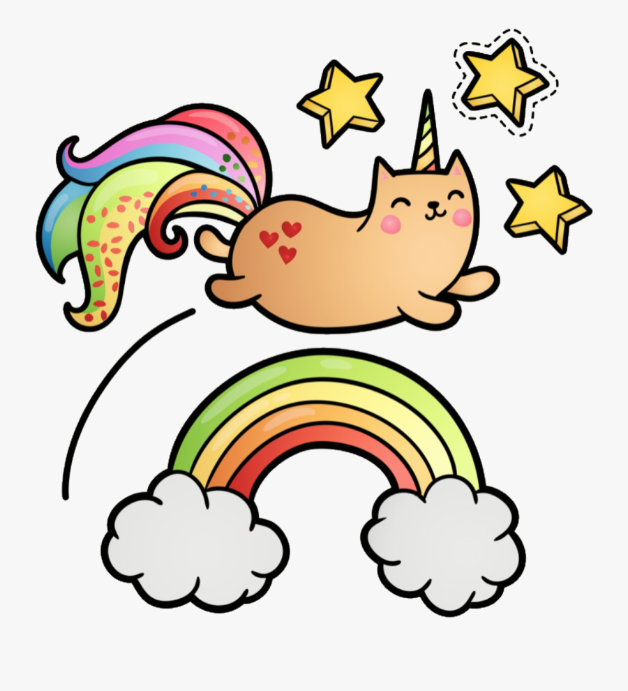 Unicat Caticorn Cat Unicorn Rainbow Stars Majestic - Rainbow With Cat Clipart, Transparent Clipart
