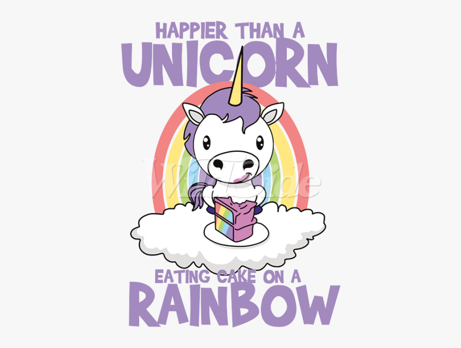 Clipart Unicorn Rainbow - Rainbow Unicorn Eating Cake, Transparent Clipart
