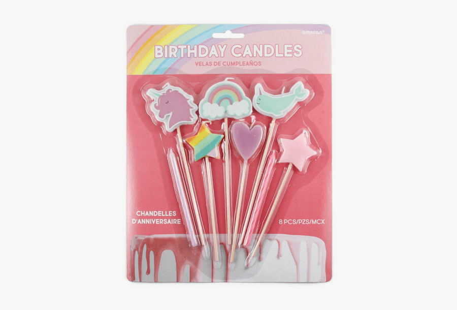 Rainbow Unicorn Birthday Candles - Lollipop, Transparent Clipart