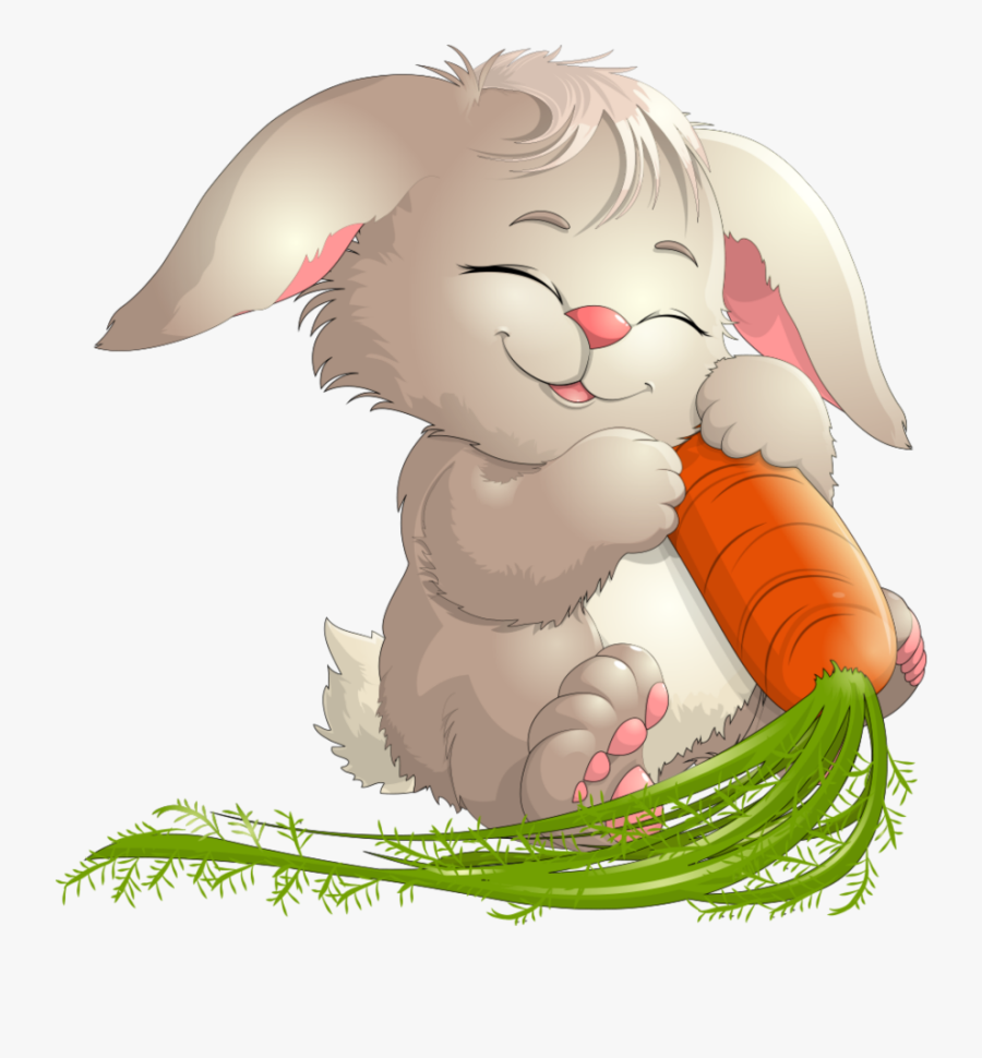 Transparent Bunny With Carrot Clipart - Hase Mit Möhre Clipart, Transparent Clipart