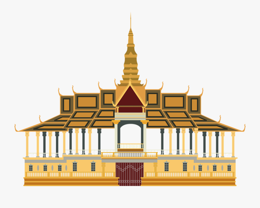 Japanese Clipart Landmark - Royal Palace Phnom Penh Vector, Transparent Clipart