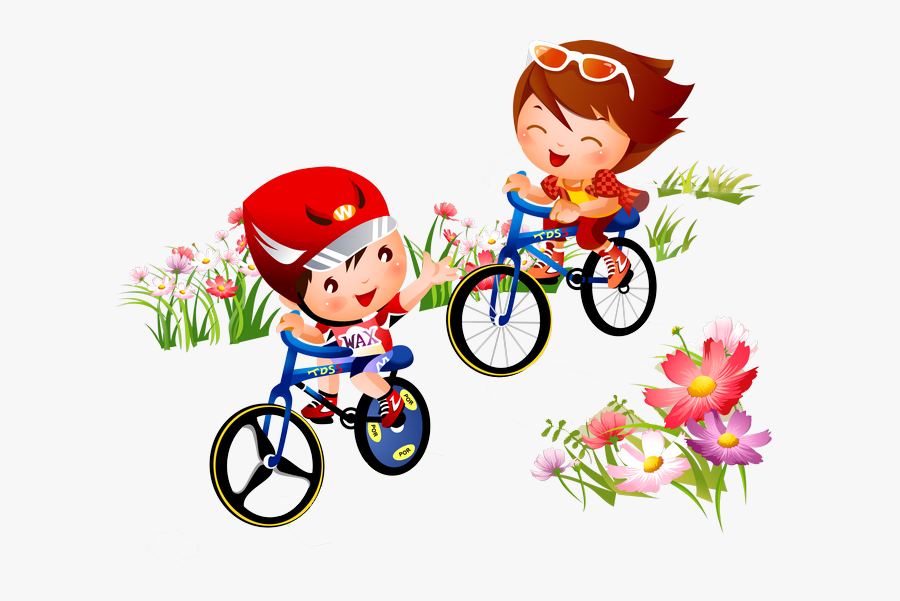 Kids Biking Clipart, Transparent Clipart