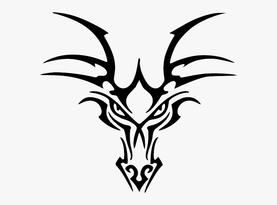 Transparent Tribal Designs Clipart - Dragon Face Tribal Tattoo, Transparent Clipart