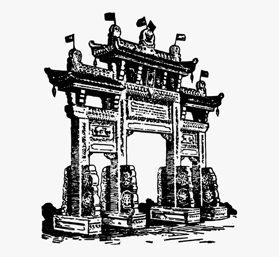 Building,monochrome Photography,architecture - Chinatown Clipart Black And White, Transparent Clipart