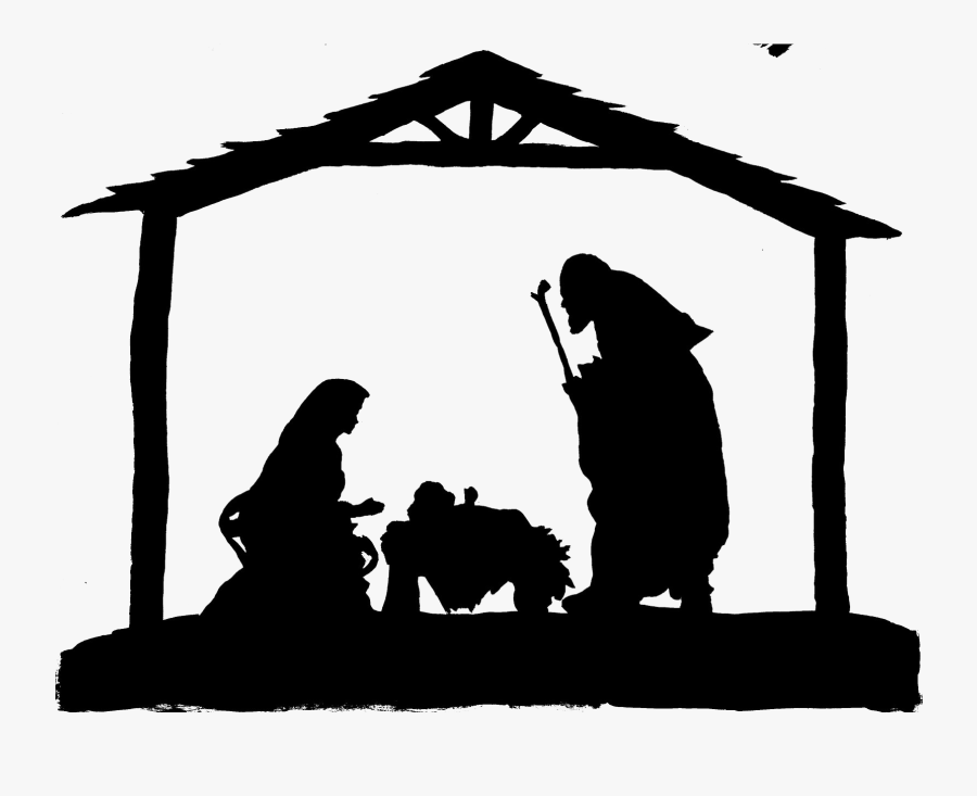 Christmas Manger Png Photo - Nativity Scene Black And White, Transparent Clipart