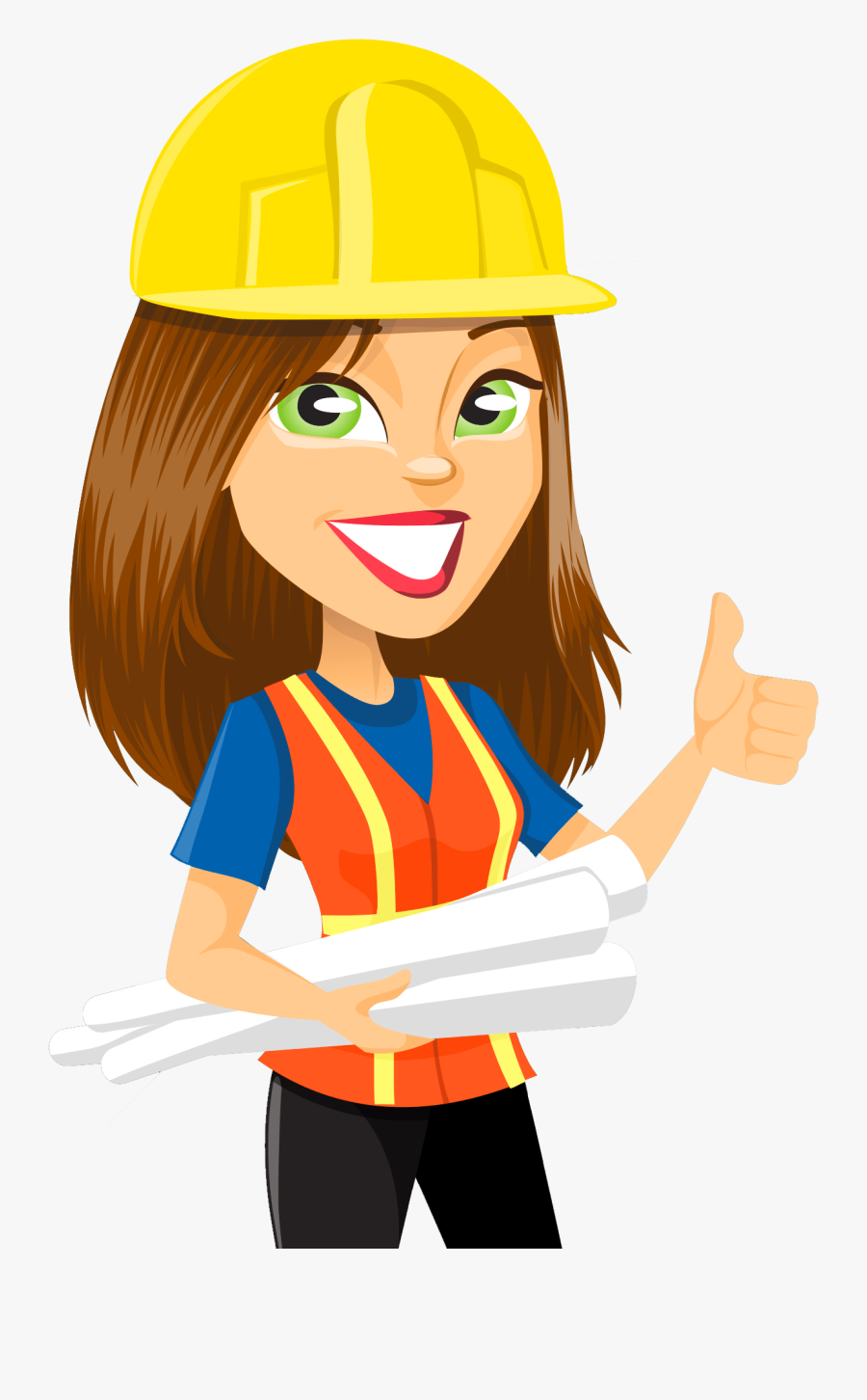 Cartoon Female Construction Worker, Transparent Clipart