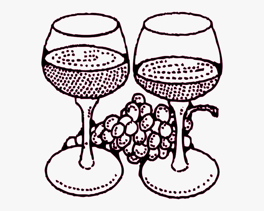 2 Glass Of Wine Clipart Black And White, Transparent Clipart