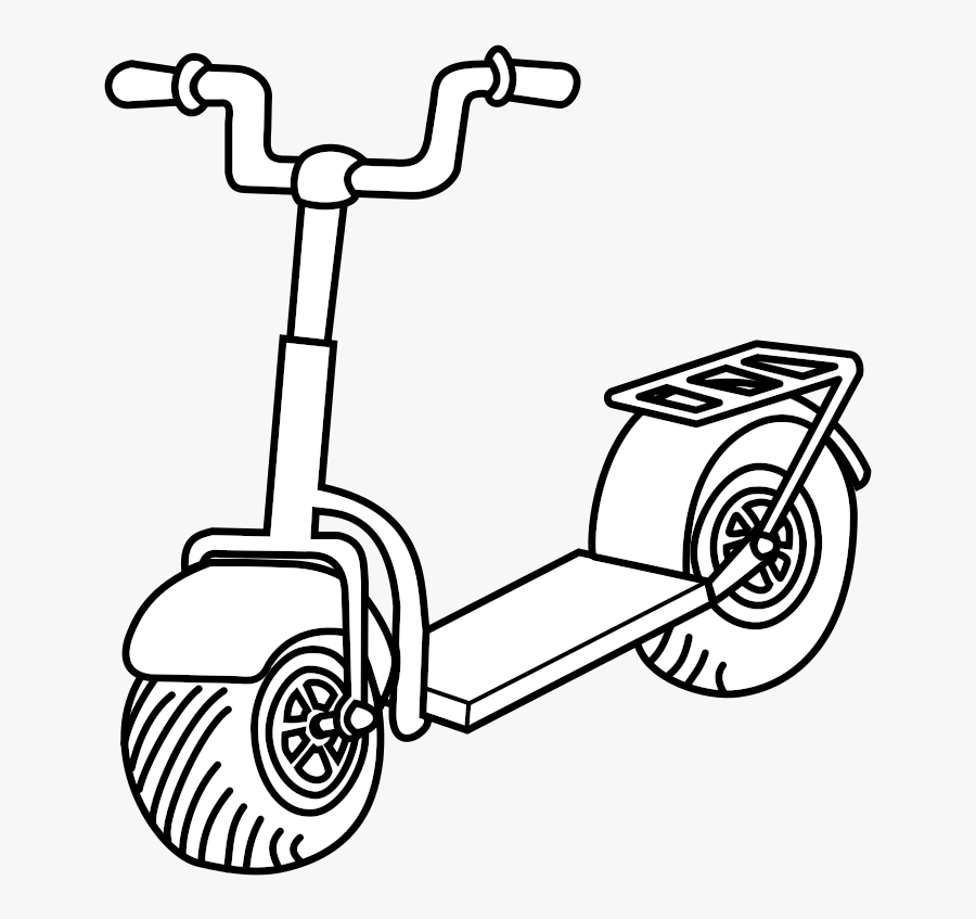 Clipart Children Scooter - Scooter Black And White, Transparent Clipart
