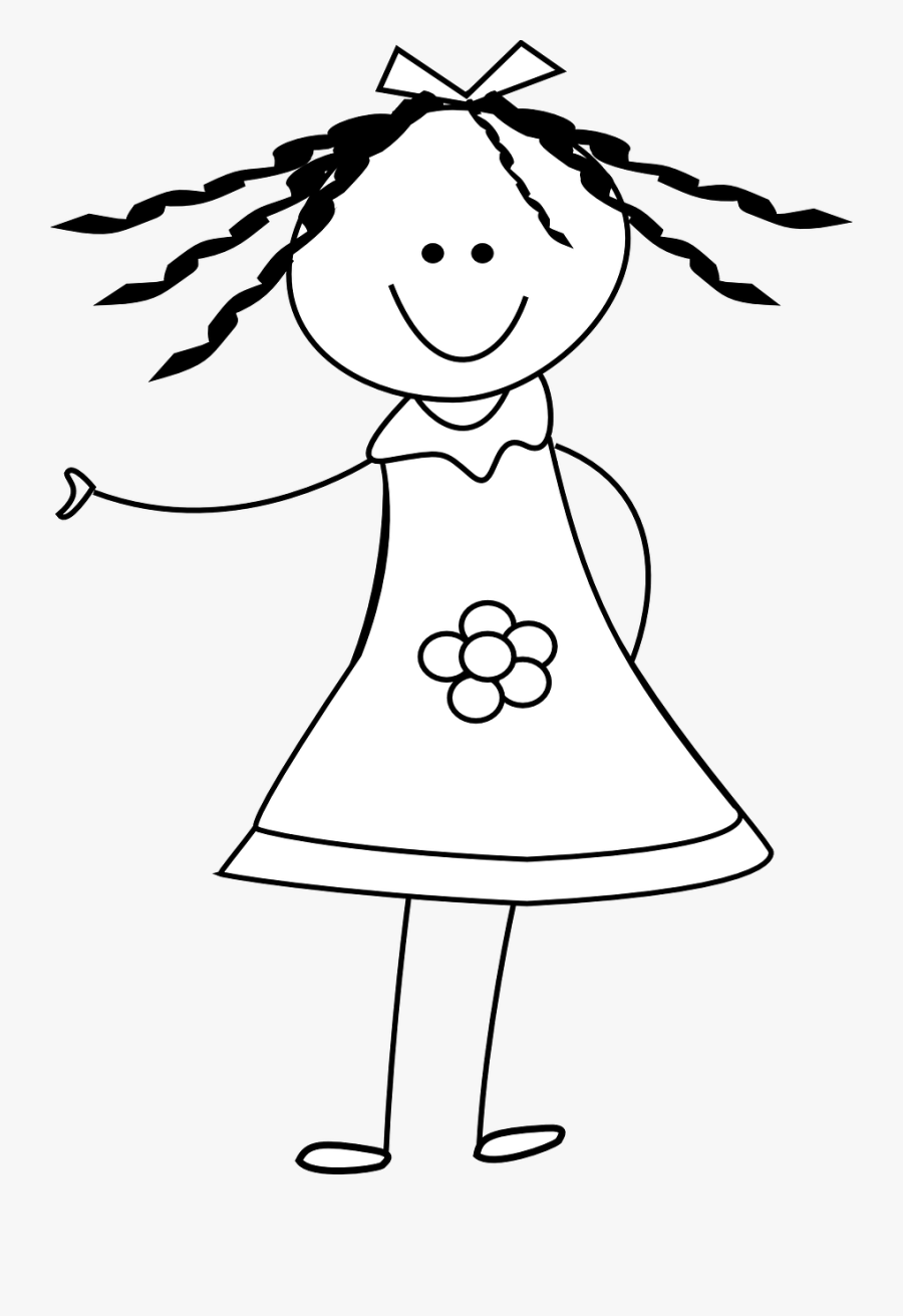 Girl Doll Dress Free Photo - Black Girl Clipart Black And White, Transparent Clipart