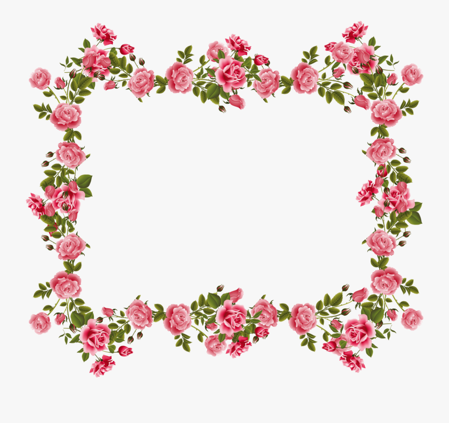 Vintage Rose Border Clipart - Border Design Pink Rose, Transparent Clipart