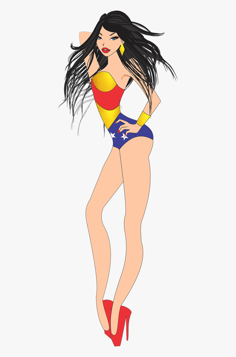 Wonder Woman Pinup Clipart - Mulher Maravilha Com Fundo Transparente, Transparent Clipart