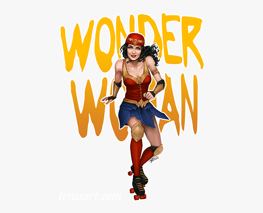 Wonder Woman Clipart Marvel - Wonder Woman Roller Skating, Transparent Clipart