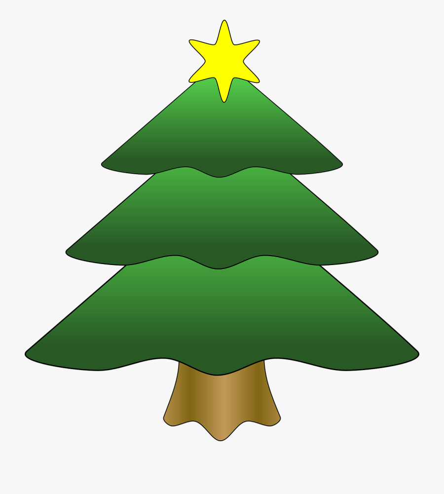 Tree Christmas Star Gold Xmas Png Image - Christmas Tree Images Cartoon, Transparent Clipart