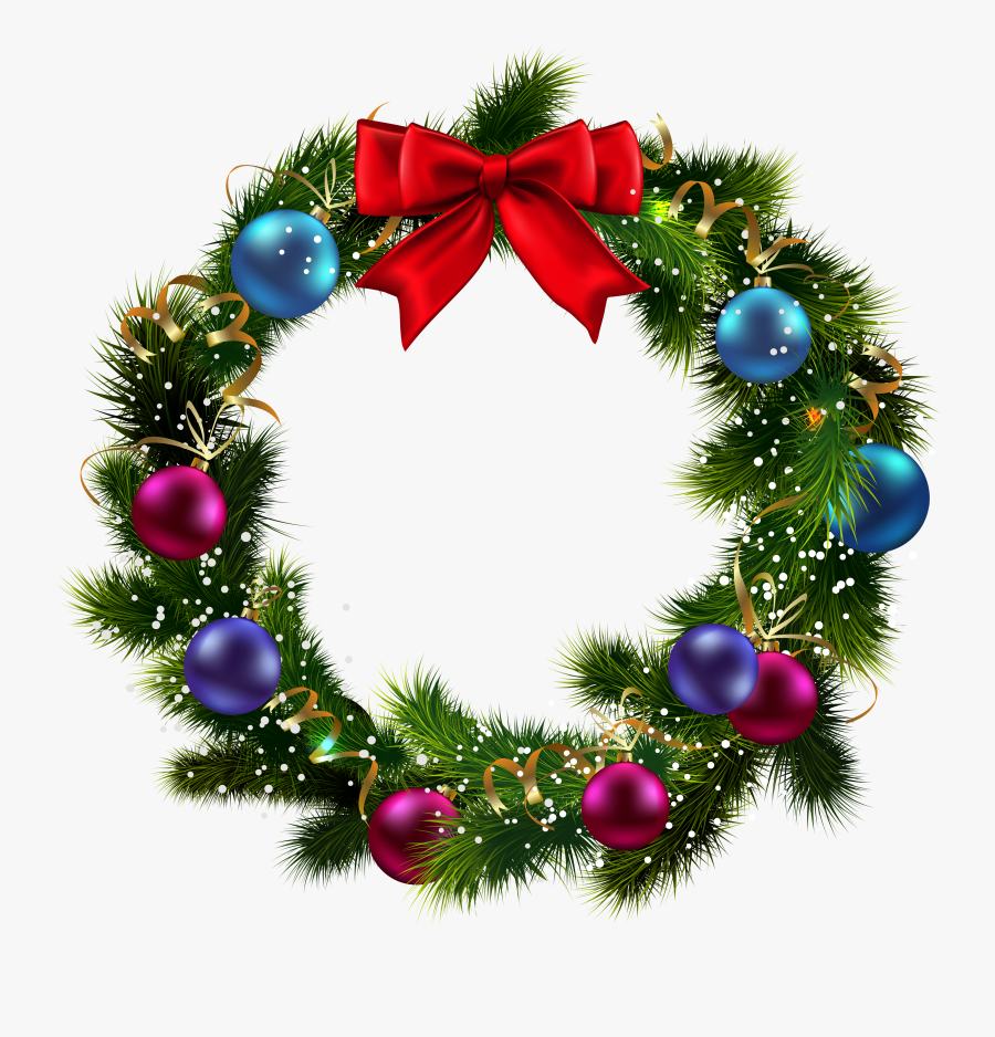 Christmas Wreath Garland Clip Art, Transparent Clipart