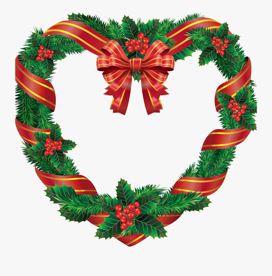 Christmas Heart Wreath Transparent Background, Transparent Clipart