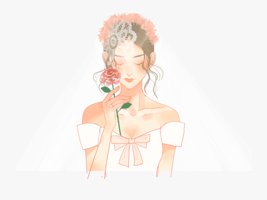 #ftestickers #clipart #woman #bride #weddingdress #profile - Illustration, Transparent Clipart