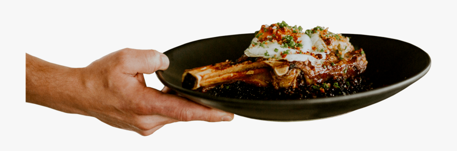 Transparent Pork Chop Clipart - Food Plate In Hand Png, Transparent Clipart