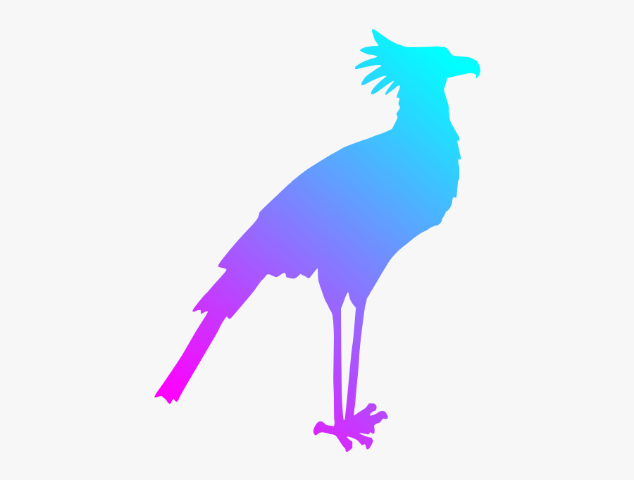 Secretary Bird Colour Reduced - Rainbow Bird Silhouette Png, Transparent Clipart