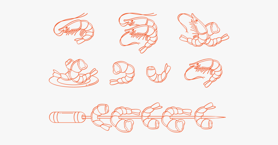 Prawns Icons Vector, Transparent Clipart