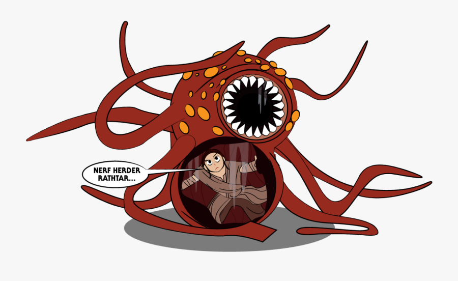 Was Asked To Draw Rey Eaten By A Rathtar - Cartoon, Transparent Clipart