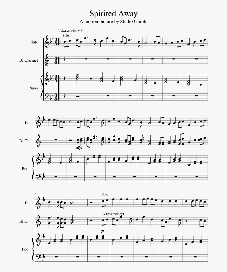 Transparent Spirited Away Clipart - Spirited Away Studio Ghibli Piano Sheet Music, Transparent Clipart