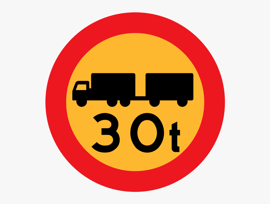 30 Ton Trucks Road Sign Vector Clip Art - Truck Sign, Transparent Clipart