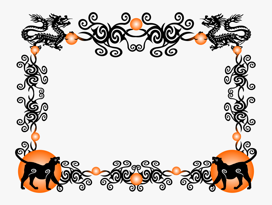 Tiger Border Medium Image - Chinese New Year Dragon Border, Transparent Clipart