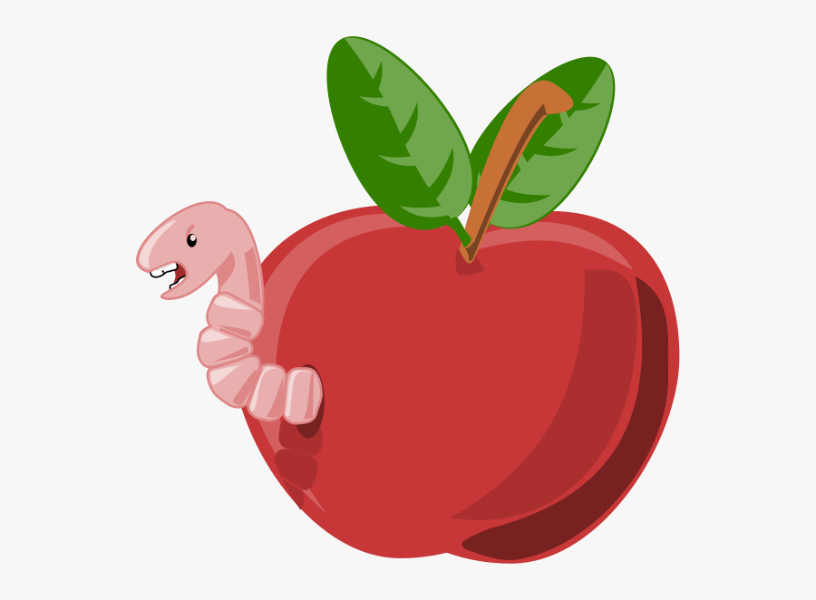 Cartoon Apple With Worm Png Images, Transparent Clipart